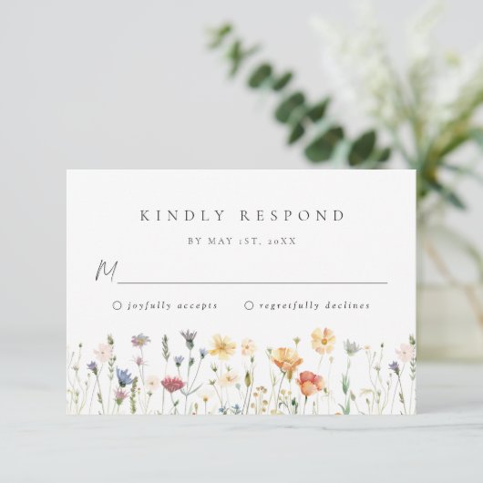 Wildflower Wedding RSVP Card (スタンド正面)