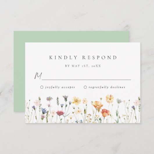 Wildflower Wedding RSVP Card (正面/裏面)