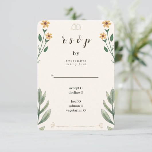 Wildflower Wedding RSVP Card (スタンド正面)