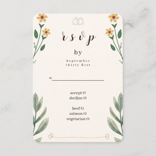 Wildflower Wedding RSVP Card (正面)