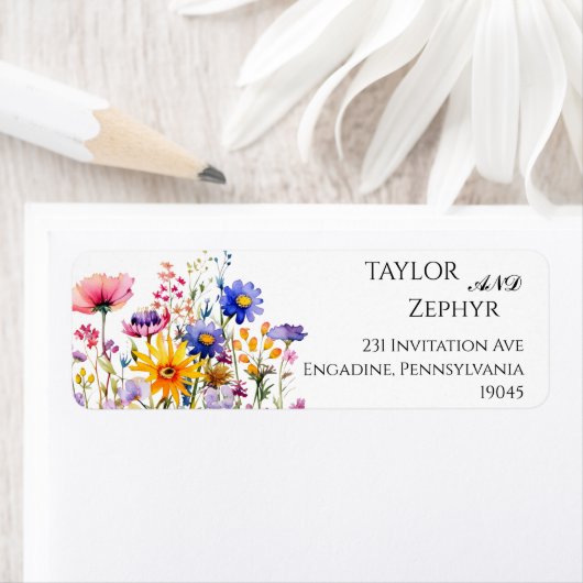 Wildflower  Wedding RSVP Return Address  ラベル (インサイチュ)