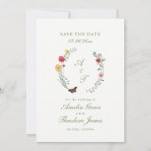 Wildflower Wedding Save the Date Card 招待状 (正面)