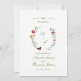 Wildflower Wedding Save the Date Card 招待状