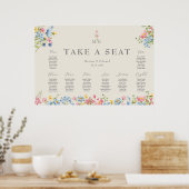 Wildflower Wedding Seating Chart Poster ポスター (キッチン)