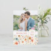 Wildflower Wedding Two Sided Thank You Photo サンキューカード (スタンド正面)