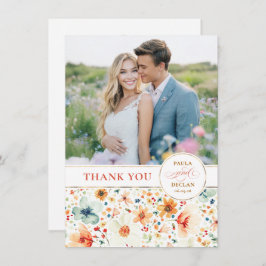 Wildflower Wedding Two Sided Thank You Photo サンキューカード