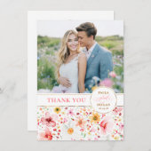 Wildflower Wedding Two Sided Thank You Photo サンキューカード (正面/裏面)