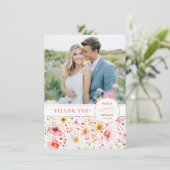 Wildflower Wedding Two Sided Thank You Photo サンキューカード (スタンド正面)