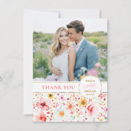Wildflower Wedding Two Sided Thank You Photo サンキューカード