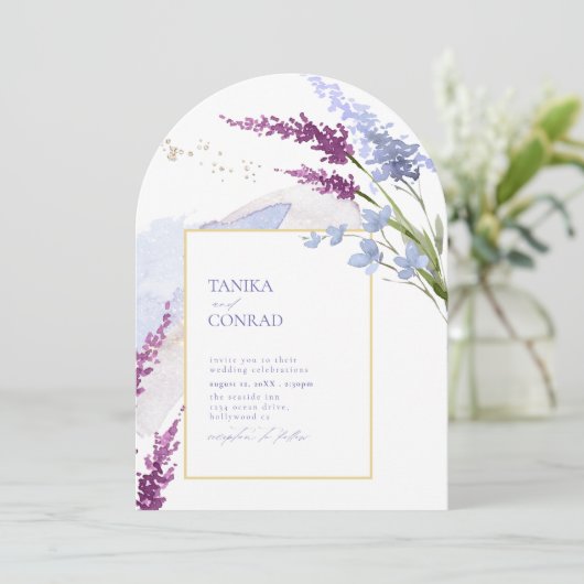 Wildflower Wedding Watercolor Peri Arch ID954 招待状 (スタンド正面)