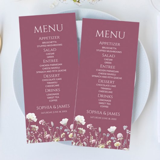 Wildflower Wild Flower Floral Garden Wedding Food メニュー
