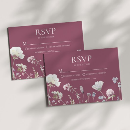 Wildflower Wild Flower Floral Wedding RSVP Card