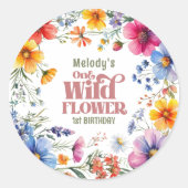 Wildflower Wild One 1st birthday  ラウンドシール (正面)