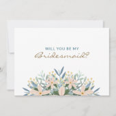 Wildflower Will You Be My Bridesmaid プロポーザルカード 招待状 (正面)