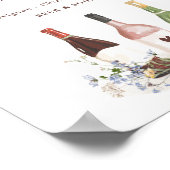 Wildflower Wine Bottles Drinks Sign Bridal Shower ポスター (角)