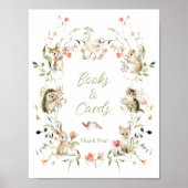 Wildflower Woodland Animals Shower Books and Cards ポスター (正面)
