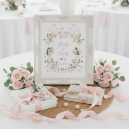 Wildflower Woodland Animals Shower Books and Cards ポスター