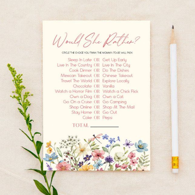 Wildflower Would She Rather Baby Shower Game (クリエイターアップロード済み)