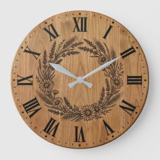 Wildflower Wreath wall clock |  Farmhouse Decor  ラージ壁時計 (正面)