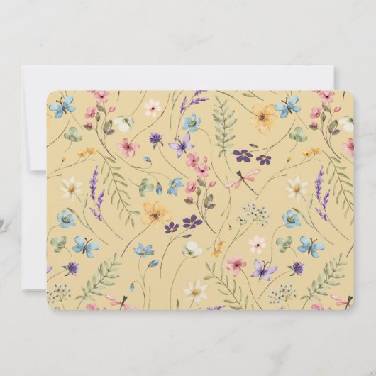 Wildflower Yellow Baby Shower Invitation 招待状 (裏面)