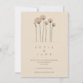 WIldflowersシンプル結婚式招待状ミュートされたトーン 招待状 (正面)