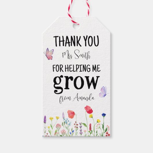 wildflowers夏の先生感謝ありがとう ギフトタグ (正面)