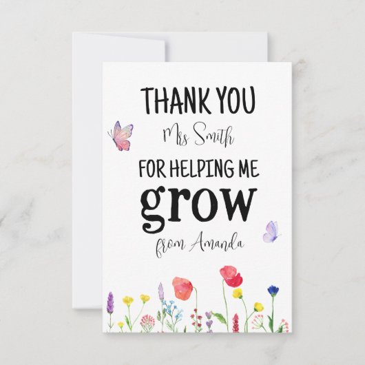wildflowers夏の先生感謝ありがとう サンキューカード (正面)