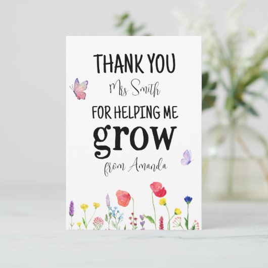 wildflowers夏の先生感謝ありがとう サンキューカード (スタンド正面)