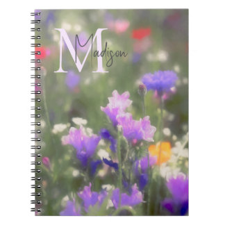 Wildflowers カスタム 名前 モノグラム  ノートブック