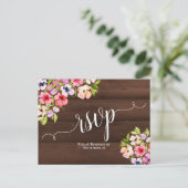 Wildflowers 素朴 on Barn Wood Wedding RSVP ポストカード (スタンド正面)