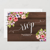 Wildflowers 素朴 on Barn Wood Wedding RSVP ポストカード (正面/裏面)