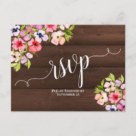 Wildflowers 素朴 on Barn Wood Wedding RSVP ポストカード