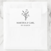 Wildflowers and Branches Wedding Monogram in Black 長方形シール (バッグ)