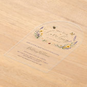 Wildflowers and Bugs Minimalist Baby Shower アクリル招待状 (レイダウン)