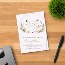 Wildflowers and Bugs Minimalist Baby Shower アクリル招待状