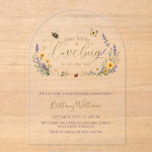 Wildflowers and Bugs Minimalist Baby Shower アクリル招待状 (正面)