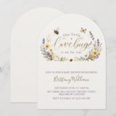Wildflowers and Bugs Minimalist Baby Shower 招待状 (正面/裏面)