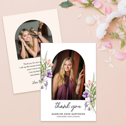 Wildflowers Arch Photo Graduate サンキューカード