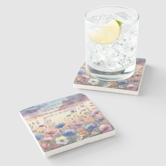 Wildflowers at Dusk & Quote ストーンコースター (横)