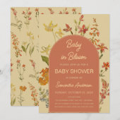 Wildflowers Baby in Bloom シャワーフローラルアーチ 招待状 (正面/裏面)