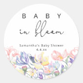 Wildflowers - Baby in bloom ベビーシャワー ラウンドシール (正面)
