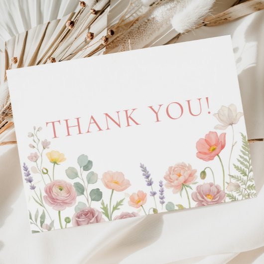 Wildflowers Baby Shower Thank You Card 招待状