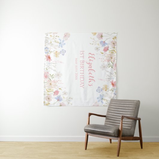 WILDFLOWERS Birthday party Backdrop banner タペストリー (インサイチュ(横))