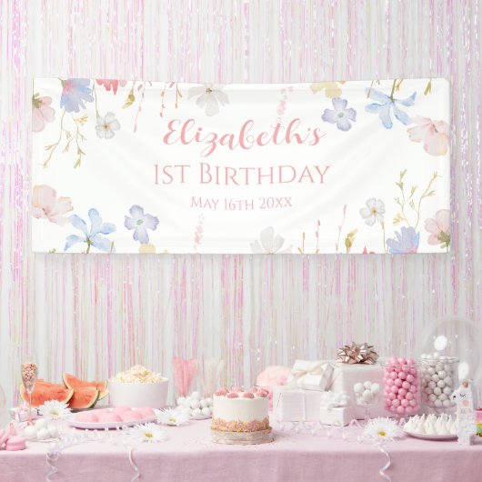 WILDFLOWERS Birthday party Backdrop banner 横断幕 (パーティー)