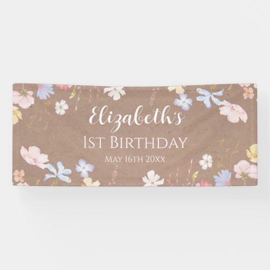 WILDFLOWERS Birthday party Backdrop banner carft 横断幕 (横)