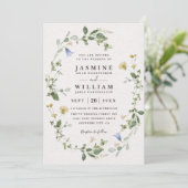 Wildflowers Blooms Rustic Elegant QR Code Wedding 招待状 (スタンド正面)