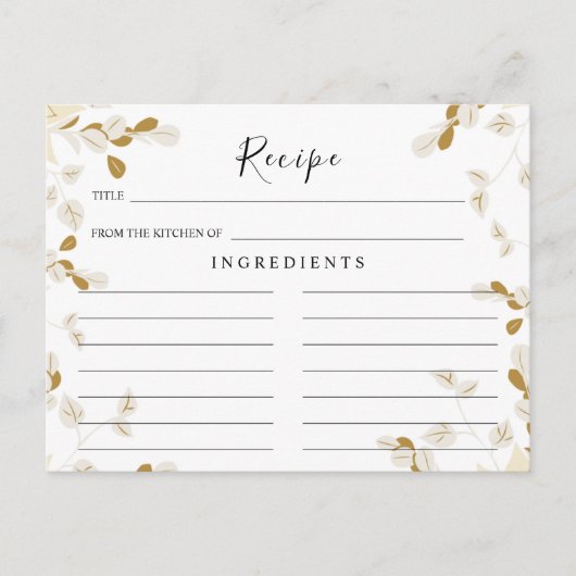 Wildflowers,Boho結婚フローラレシピカード ポストカード (正面)