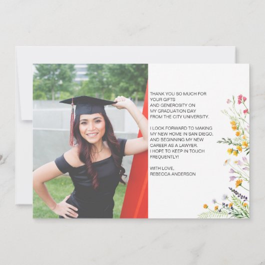 Wildflowers boho Graduationありがとうございました サンキューカード (裏面)