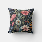 Wildflowers Botanical Inspiration Black クッション (正面)