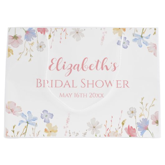 WILDFLOWERS Bridal Shower Floral spring ラージペーパーバッグ (正面)